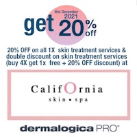 get 20 % off all x treatment services and double discount on skin services